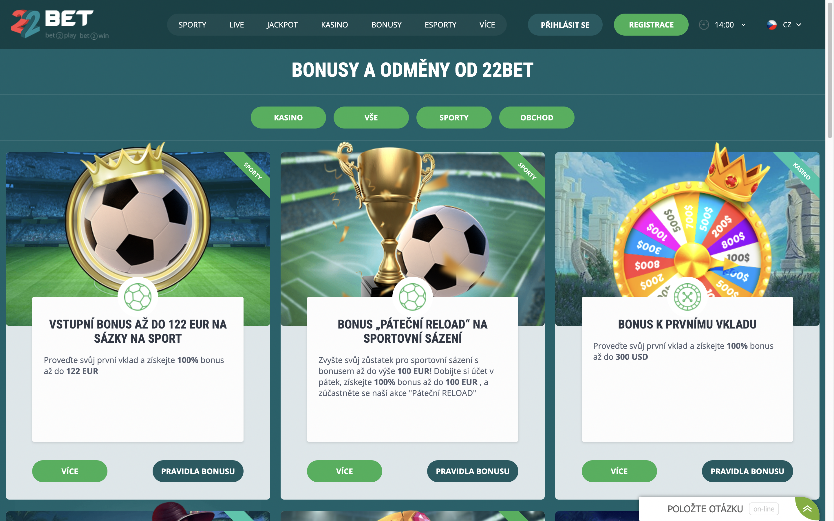 bonusy-při-registraci-v-22Bet-Online Casino