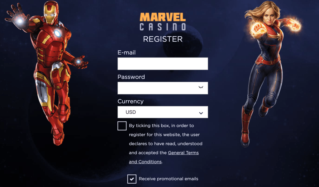 marvel casino registrace a přihlášení